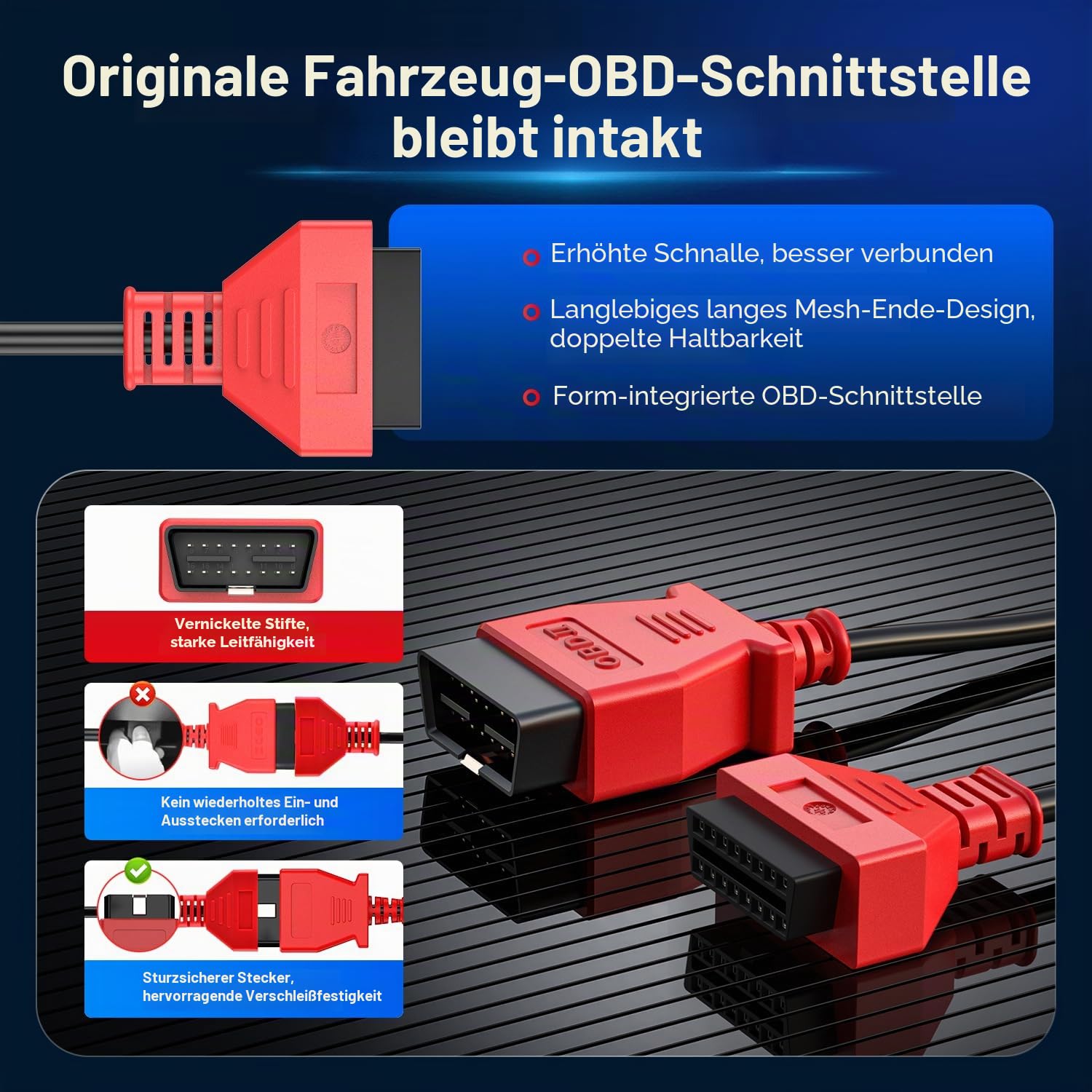 Autel OBD2 Verlängerungskabel 9.8 Fuß/ 3M, 16 Poliges OBDII Diagnose Verlängerungskabel, Stecker auf Buchse, OBD2 Kabeladapter für OBD II Diagnosetool, Kompatibel mit Allen OBD 2 Fahrzeugen