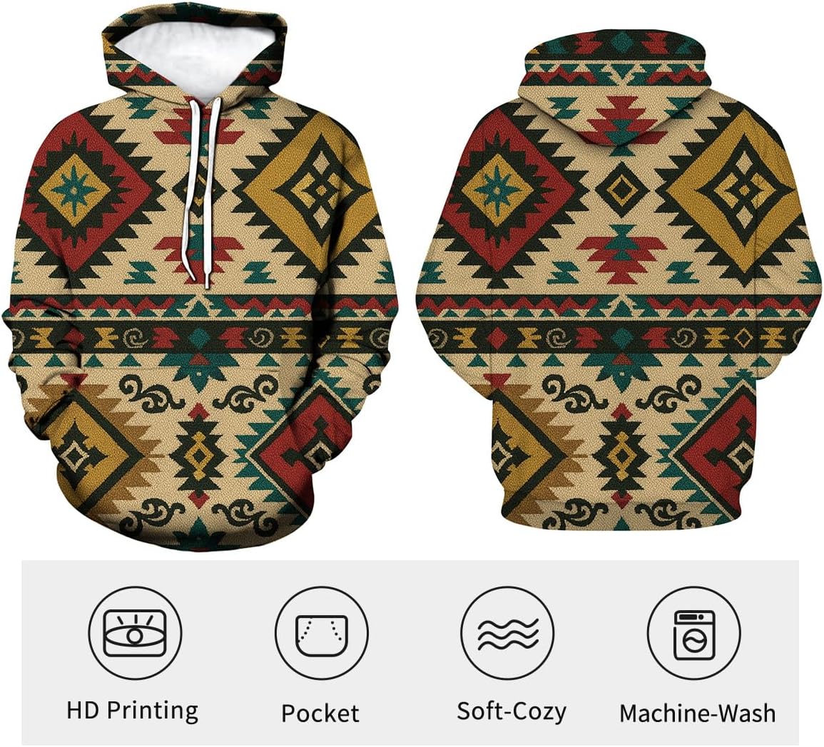 Novelty Long Sleeve Hoodie Funny Fashion Aztec Graphic Sweatshirts - Image 4