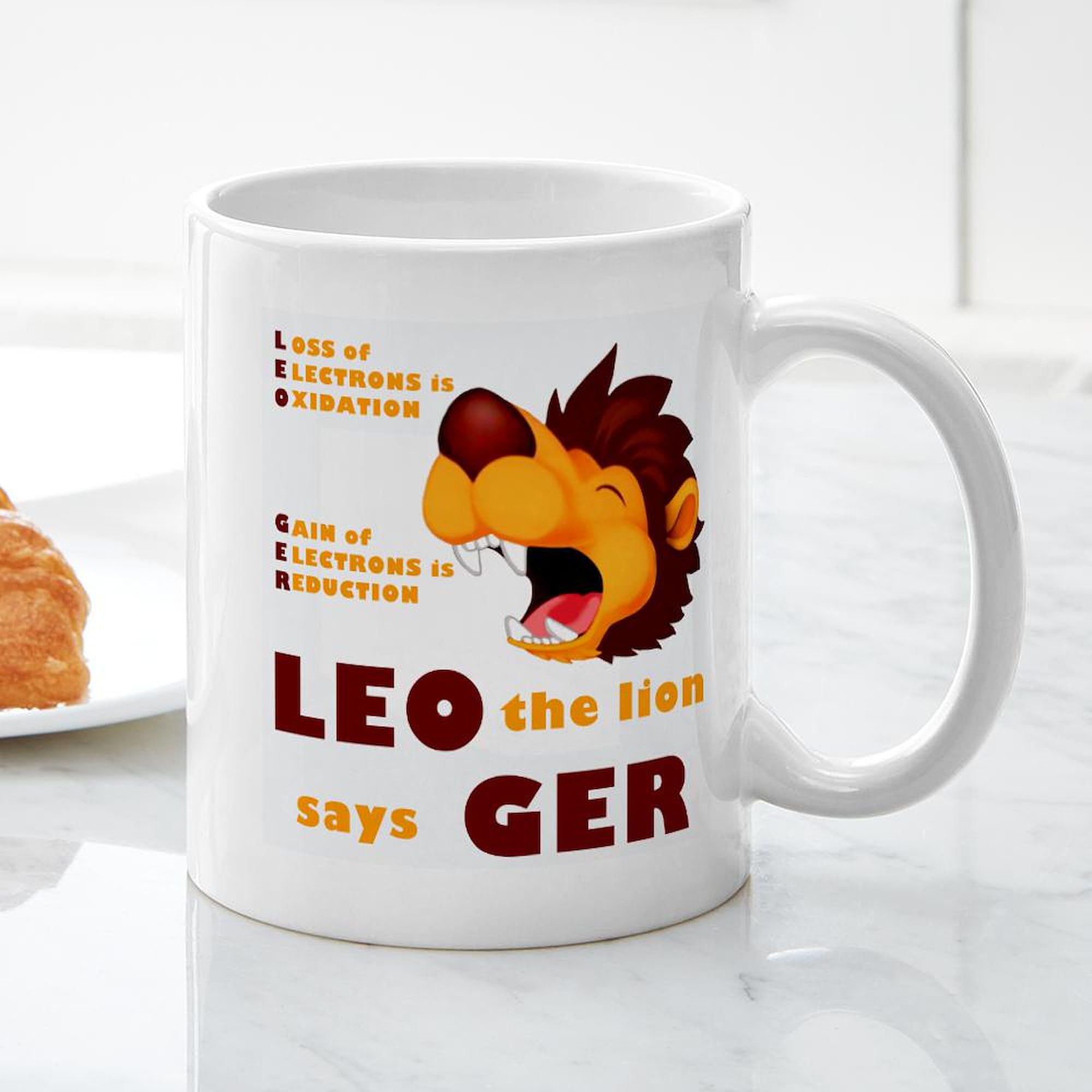 Amazon.com | CafePress LEO The Lion Says GER Mug 11 oz (325 ml) Ceramic  Coffee Mug: Coffee Cups & Mugs
