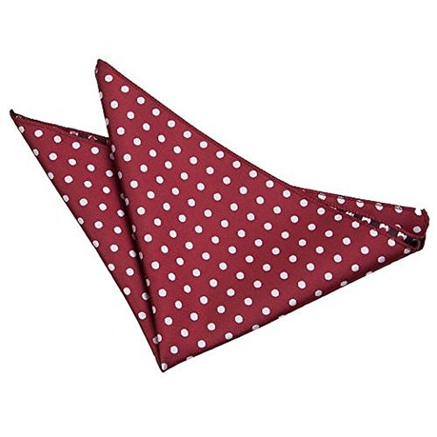 DQT Woven Polka Dot Classic Patterned Fashion Casual Pocket Square Handkerchief - Burgundy