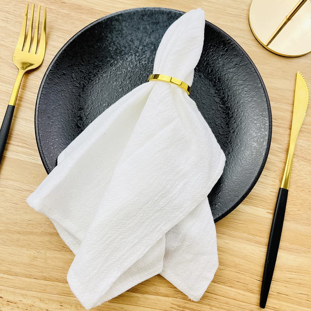 Cotton Dinner Napkins Set of 12,17x17 Inches Napkins Cloth Washable 100% Cotton Linen Dinner Table Napkins for Family Events, Parties, Weddings Decoration(White)