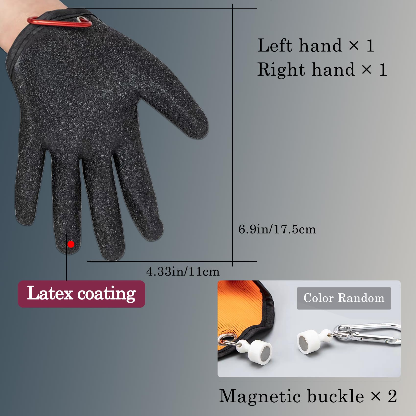 2Pcs Fishing Gloves with Magnet Release - Professional Anti-Slip Catch Fish Gloves,Puncture Proof Ice Fishing Glove for Handling,Catching,Cleaning,Hunting,Fisherman Fishing Accessories