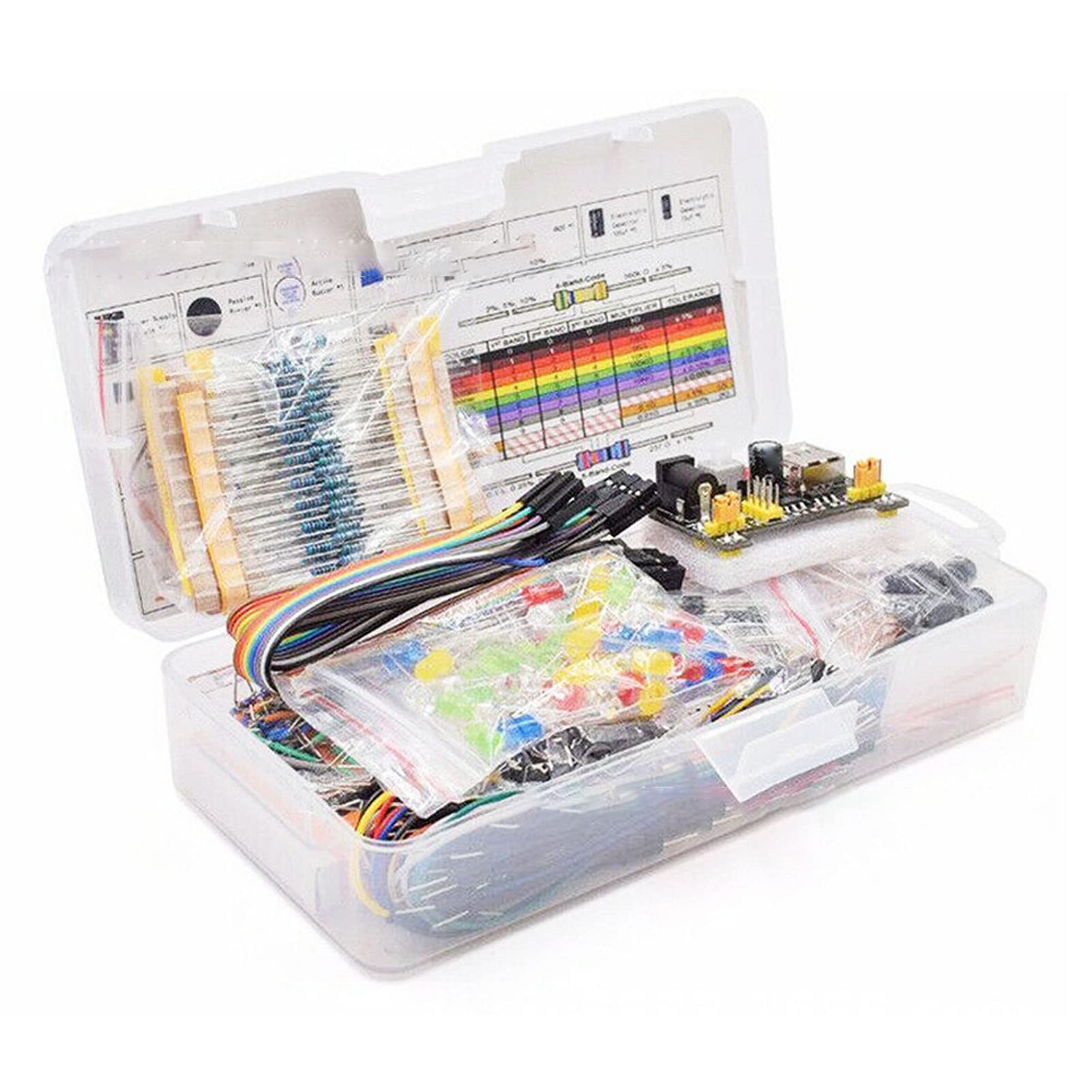 Generic Assortimento Divertente di Componenti Elettronici con Breadboard da 830 Fori per R3, Kit Elettronico Completo e Multifunzionale per gli Appassionati del Fai da Te