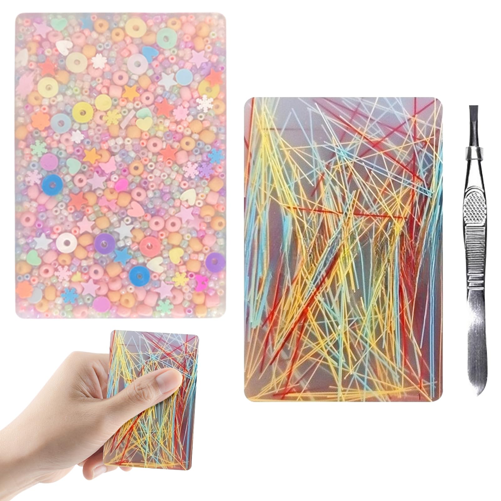 2Pcs Picky Pad Silicone Skin Picking Fidget Toys with Tweezers Picky Pad Reusable Sensory Picking Pad for Anxiety Stress Relief Fun Popping Sensory Pads for Adults Trichotillomania â image 1