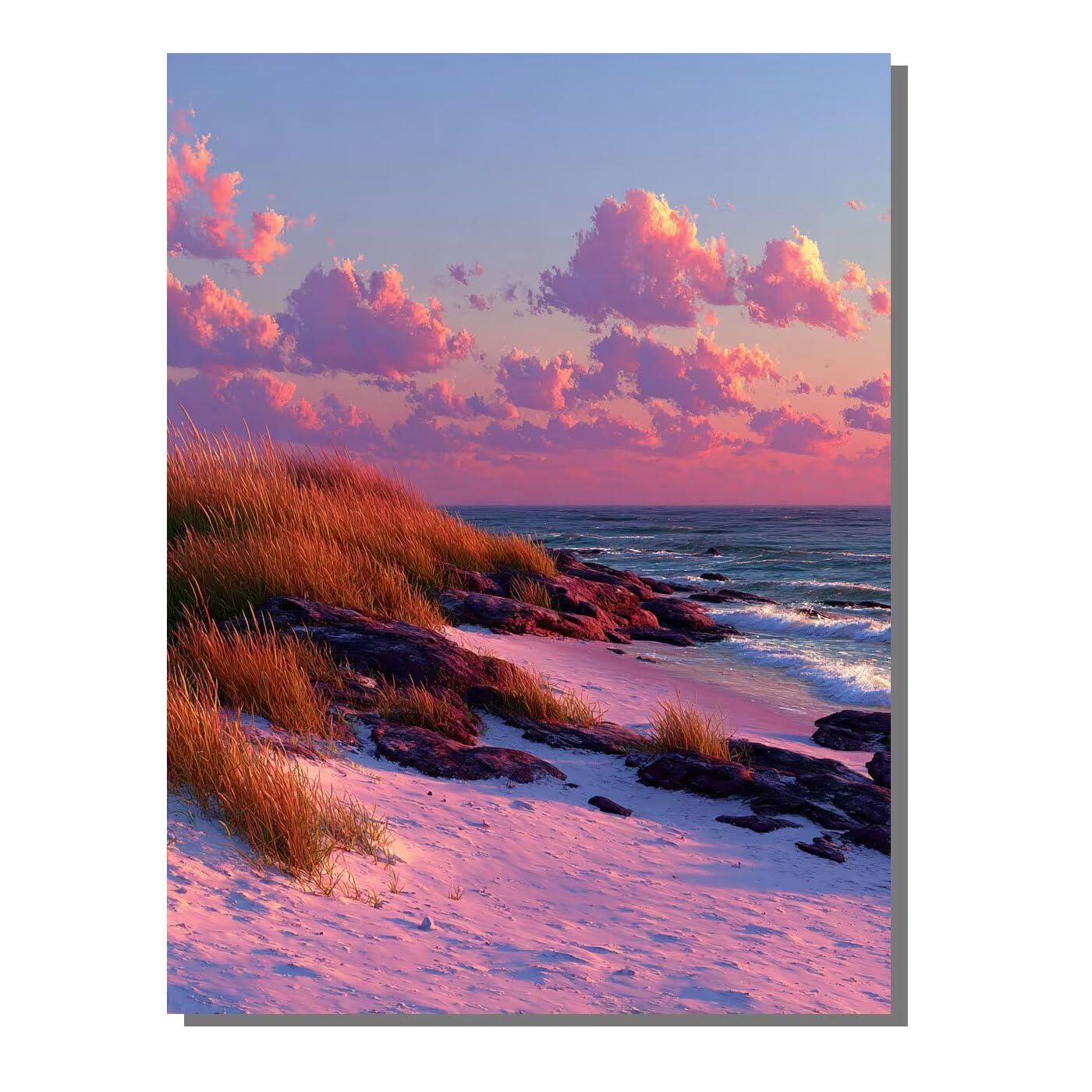 Landschaft Strand Malen Nach Zahlen Erwachsene, Paint by Numbers Adult Anfänger Kreativ Set für, Heimwerk Malen Nach Zahlen Kinder, Pinsel und 36 Acrylfarbe Als, Deko Wohnzimmer 60 x 80 cm BJHWK114