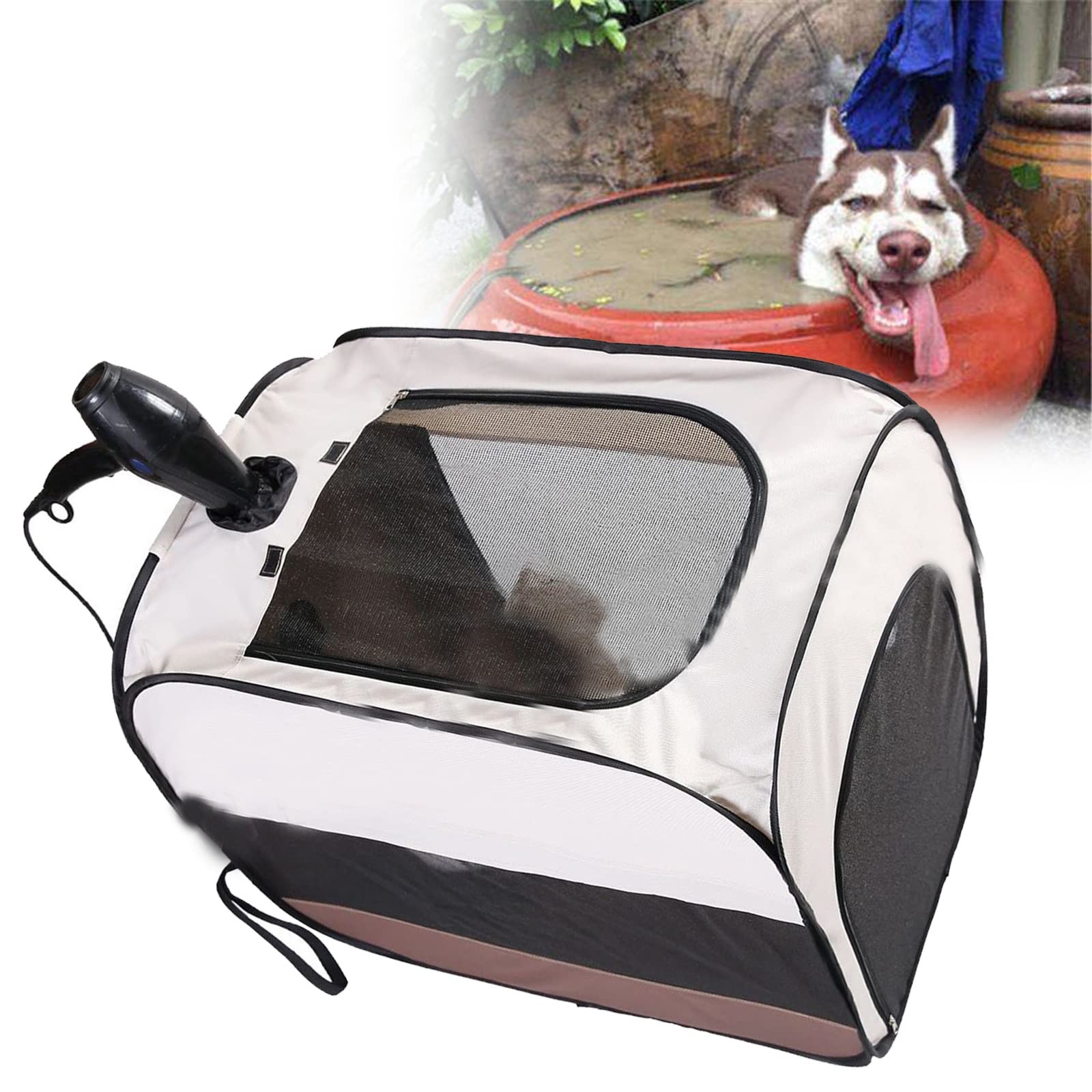 Caja de secado para mascotas con máquina sopladora para gatos y perros, cuidado de mascotas para animales medianos y pequeños