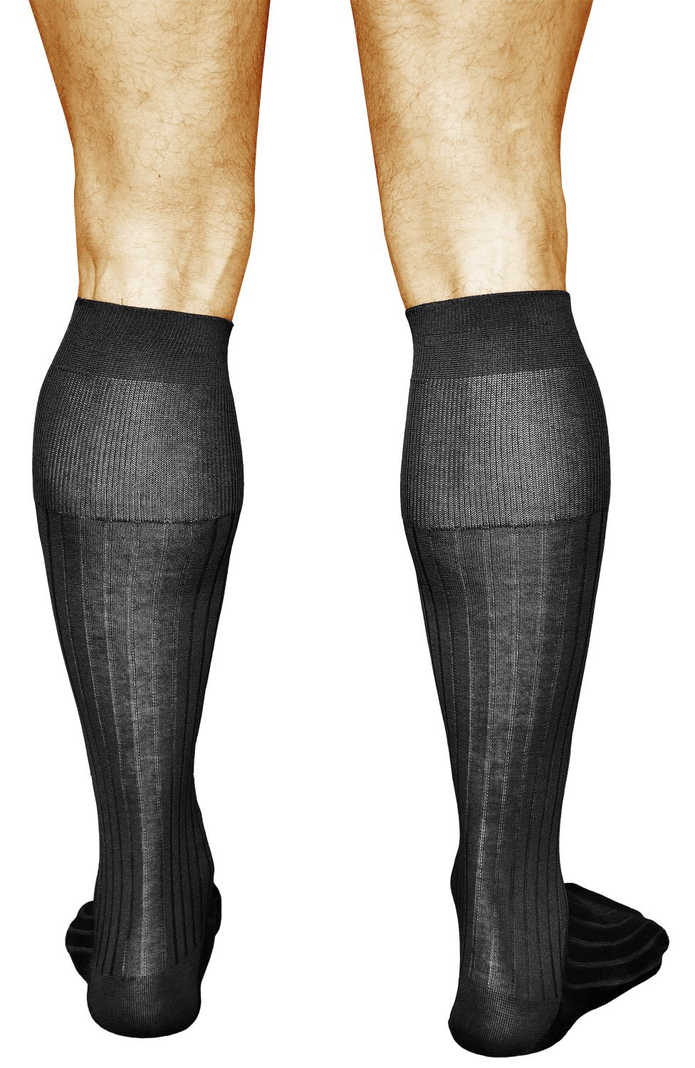vitsocks Chaussette haute élégante 100% COTON MERCERISÉ Homme (2 PAIRES) fine légère montante mi-bas longs costume côtelée