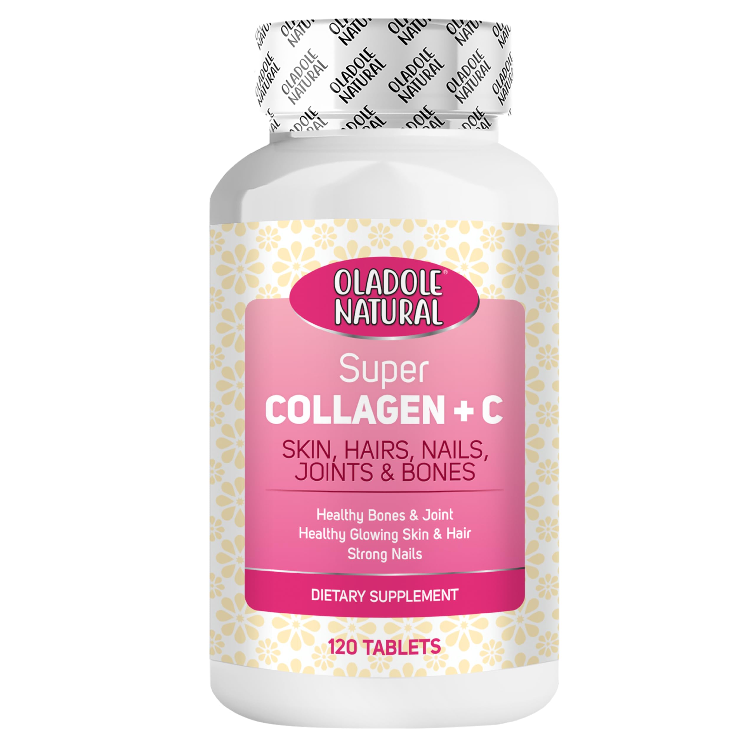 Oladole Natural Super Collagen Plus C - 120 Tablets | Advanced Formula For Skin, Hair, Joints & Strong Nails | Hydrolyzed Collagen with Vitamin C | Anti-Aging Support | Non-GMO, Gluten-Free