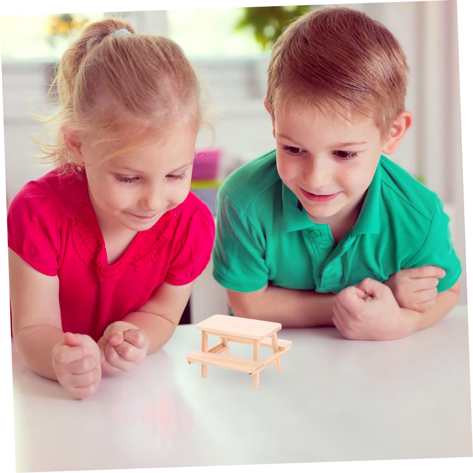 SUPVOX Miniature Wooden Picnic Table Model 3.15In Doll House Furniture Accessory Compact Outdoor Table Prop for Dollhouse Decoration - Image 3