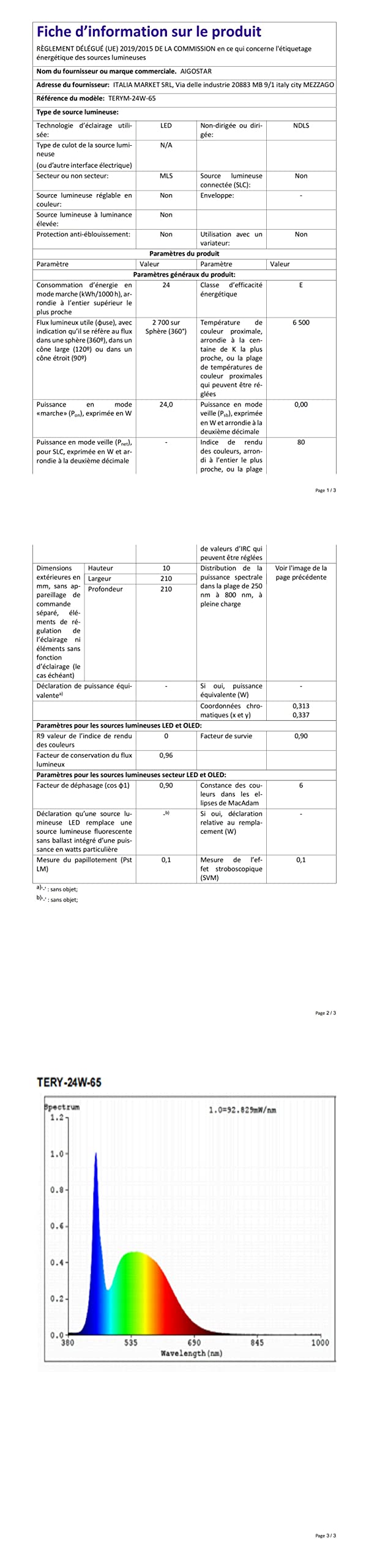 Aigostar Lampara de Techo LED 24W Ø285mm Plafon LED Techo 2700LM Luz blanco fria 6500K para Sala de Estar,Dormitorio,Cocina,Pasillo,Balcón