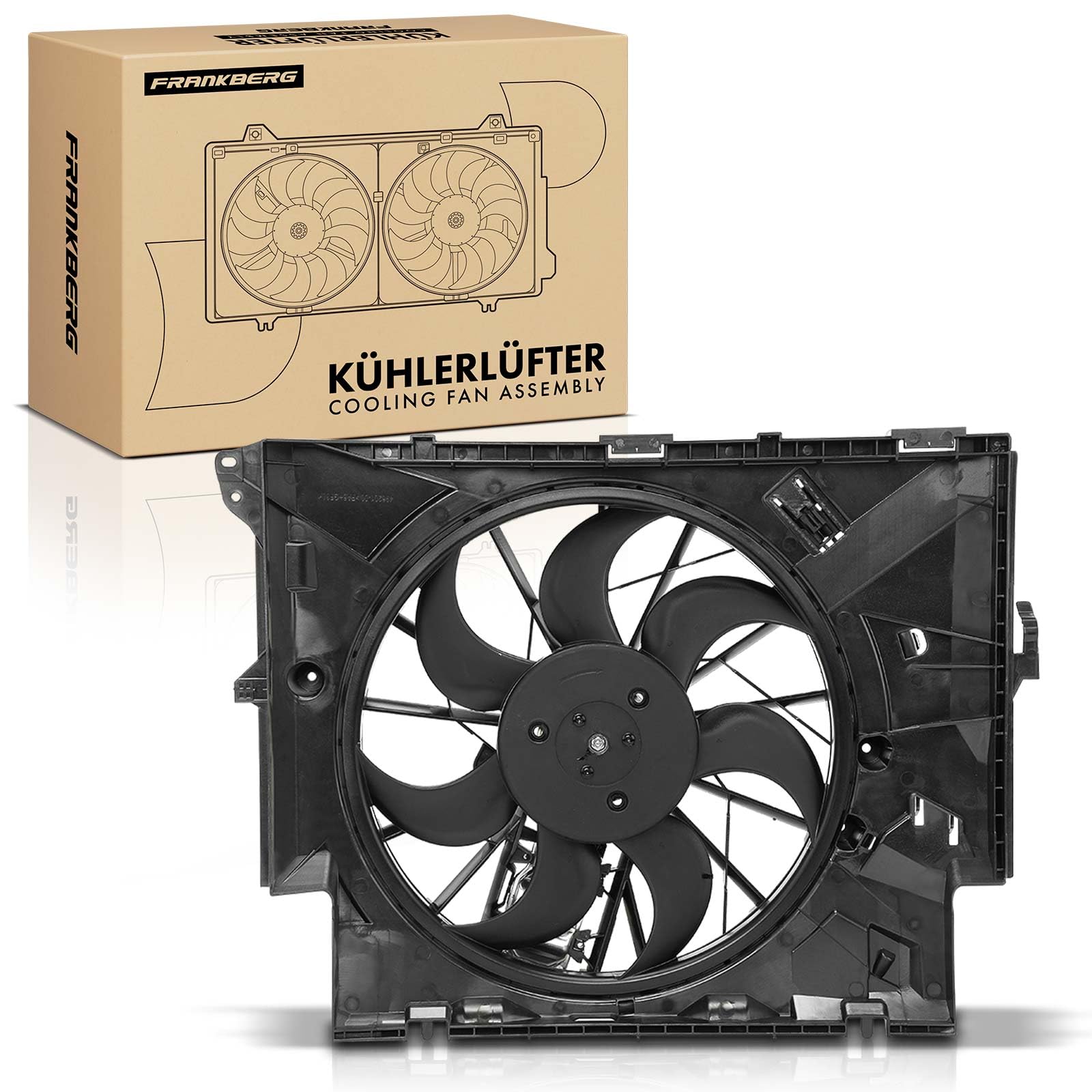 Frankberg Ventola di raffreddamento Ventola Radiatore ad acqua Diesel Compatibile con X1 E84 2.0L Serie 3 Touring E91 2.0L Serie 1 E87 2.0L Serie 3 E90 2.0L Serie 1 E81 2.0L Replace# 17427788905