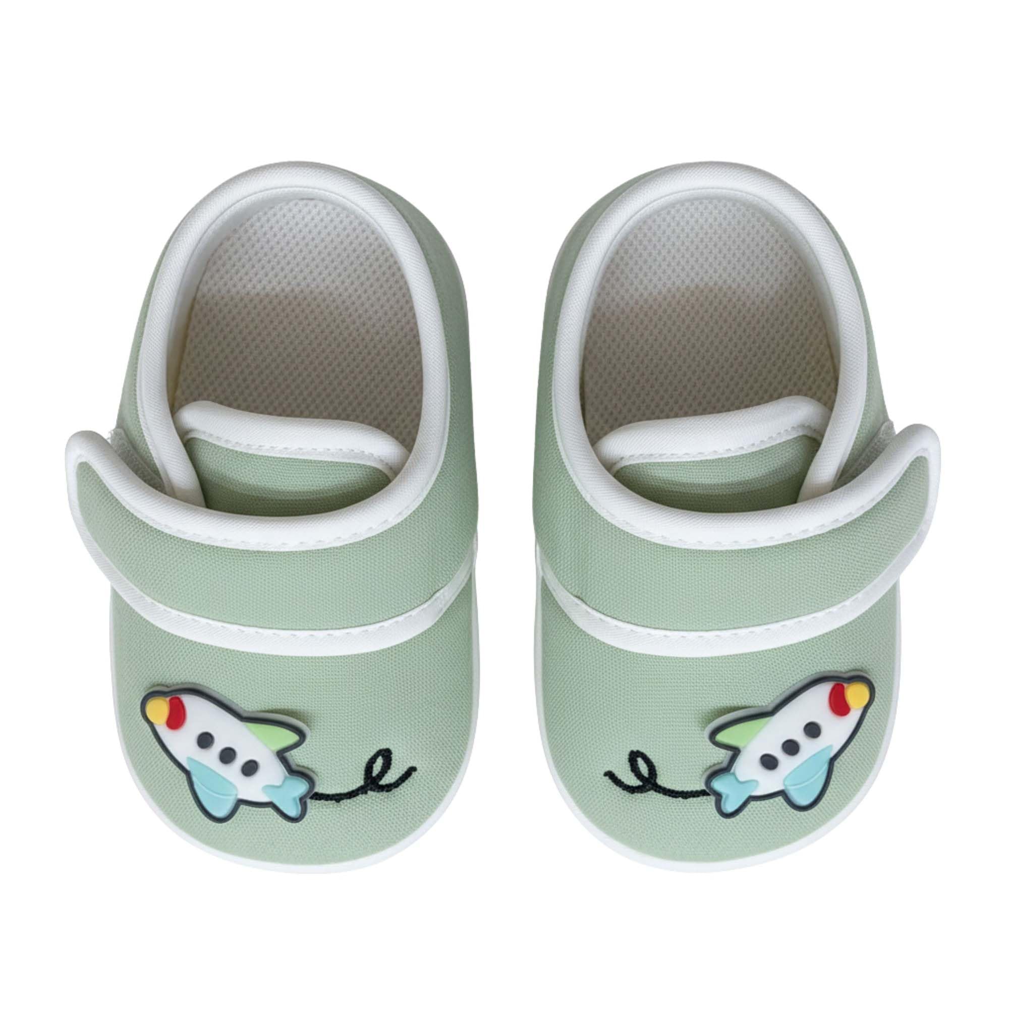 Aeroplane Velcro Strap Anti-Skid Sneakers Booties-Green-image-4