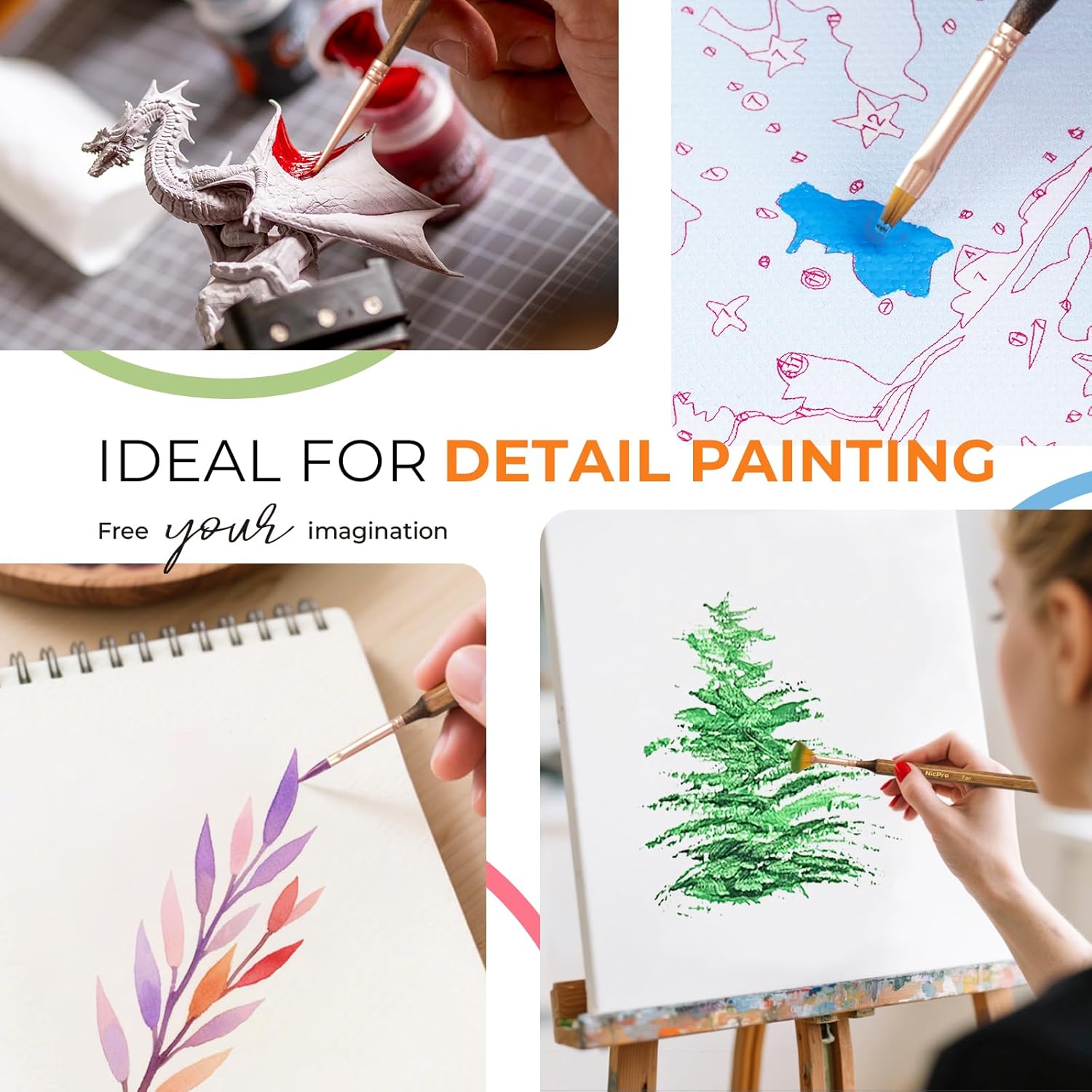 Nicpro 24 PCS Extreme Miniature Paint Brushes, Fine Tip Micro Model Detail Paint Brush Set with Handbag for Acrylic, Watercolor, Oil, Paint by Numbers, Craft, Models, Miniatures