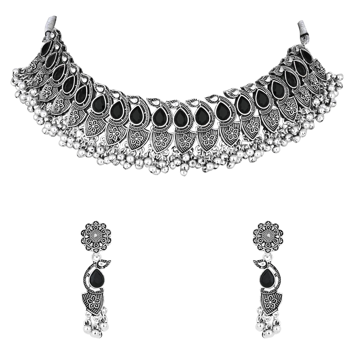 See full amazon price history chart for I Jewels Navratri Silver Oxidised Afghani Ghungroo Drop Choker Necklace Jewellery Set With Earrings For Women (Black) I Jewels Navratri Silver Oxidised Afghani Ghungroo Drop Choker Necklace Jewellery Set With Earrings For Women (Black) (B0DF5JF76W) Amazon Price History, Amazon Price Tracker