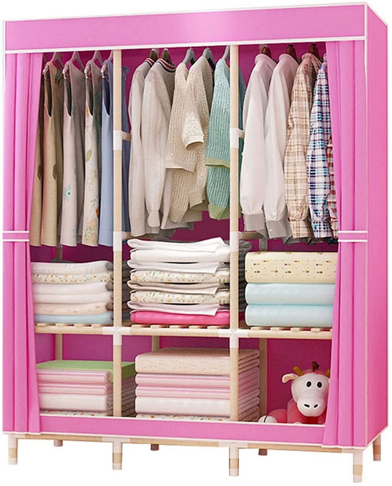 Armoire ouverte en tissu avec étagères d'organisation modulables de 126 cm