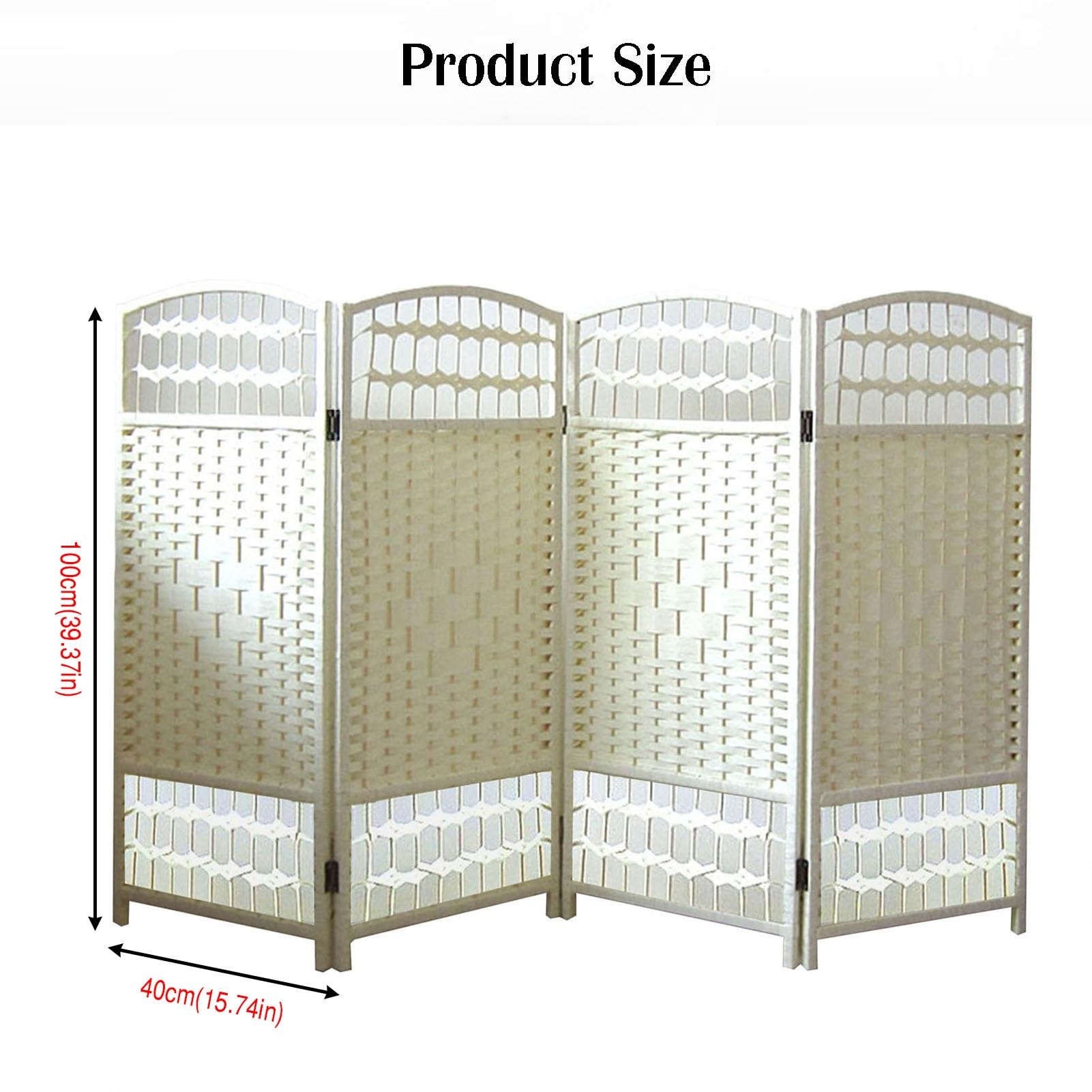 Oddychająca ścianka działowa, krótka ścianka działowa z litego drewna, 4/5/6 paneli, do gabinetu, domu, biura, akademika (biały, 40 x 100 cm - 4 panele)