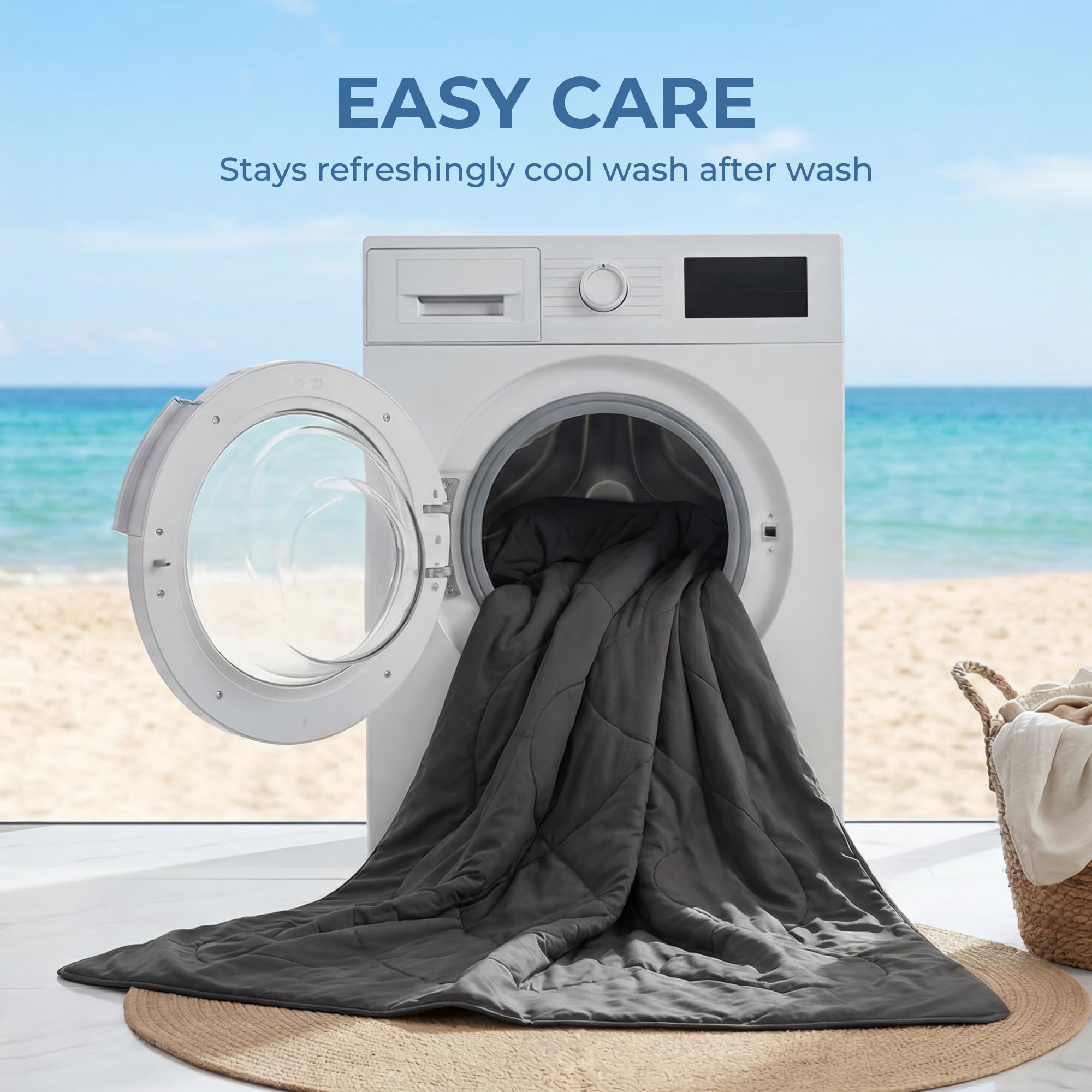 Deodar Coperta rinfrescante 2 in 1 double-face (Griglia goffrata + Seta ghiaccio), leggera e autorinfrescante per dormire, Grigio scuro 200x220