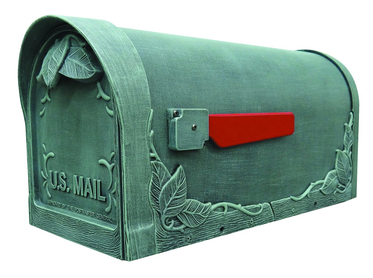 Special Lite Floral Curbside Mailbox - Verde Green Cast Aluminum Mailbox for Post Mount - SCF-1003-VG