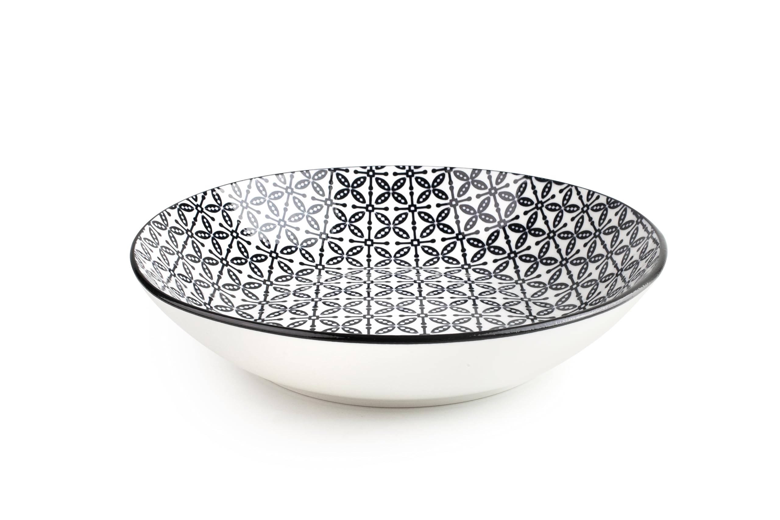 IBILI - Service de table 12 pièces Bavaria, assiettes en porcelaine pour 4 personnes, Noir/Blanc