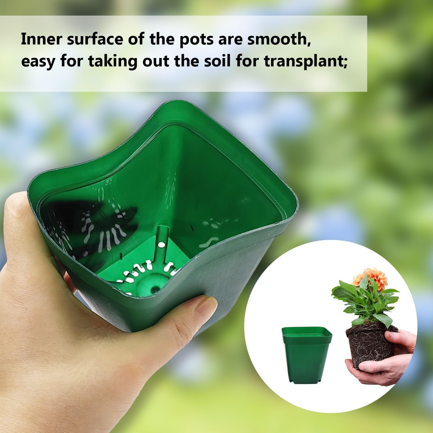 Square Nursery Seedling Pot 3.5 Inches 90 Pcs, Small Nursery Pot Plastic Thick and Sturdy Seed Start Germination Pot for Plant Propagation and Seeding(Green,3.54 Inches, 90Pcs) - Image 3