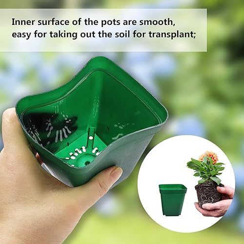 Vista 3 de Macetas cuadradas para vivero de suculentas 4 pulgadas 60 piezas Macetas profundas de plástico para plántulas de flores para el crecimiento