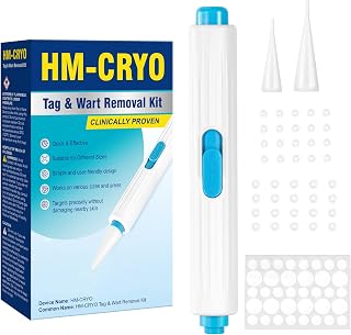 HM-CRYO Tag & Wart Removal Kit, One-Click Home-Use Device with Dual Tips for Skin Tag Remover and Warts
