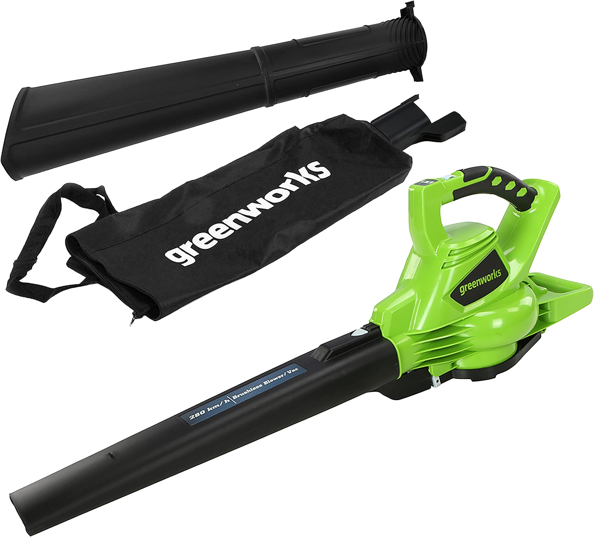 – GD40BV Cordless Leaf Blow Vac with Brushless Motor, 280km/h, 9.63m³/min, 45L Mulching Bag WITHOUT 40V Battery & Charger, 3 Year Guarantee