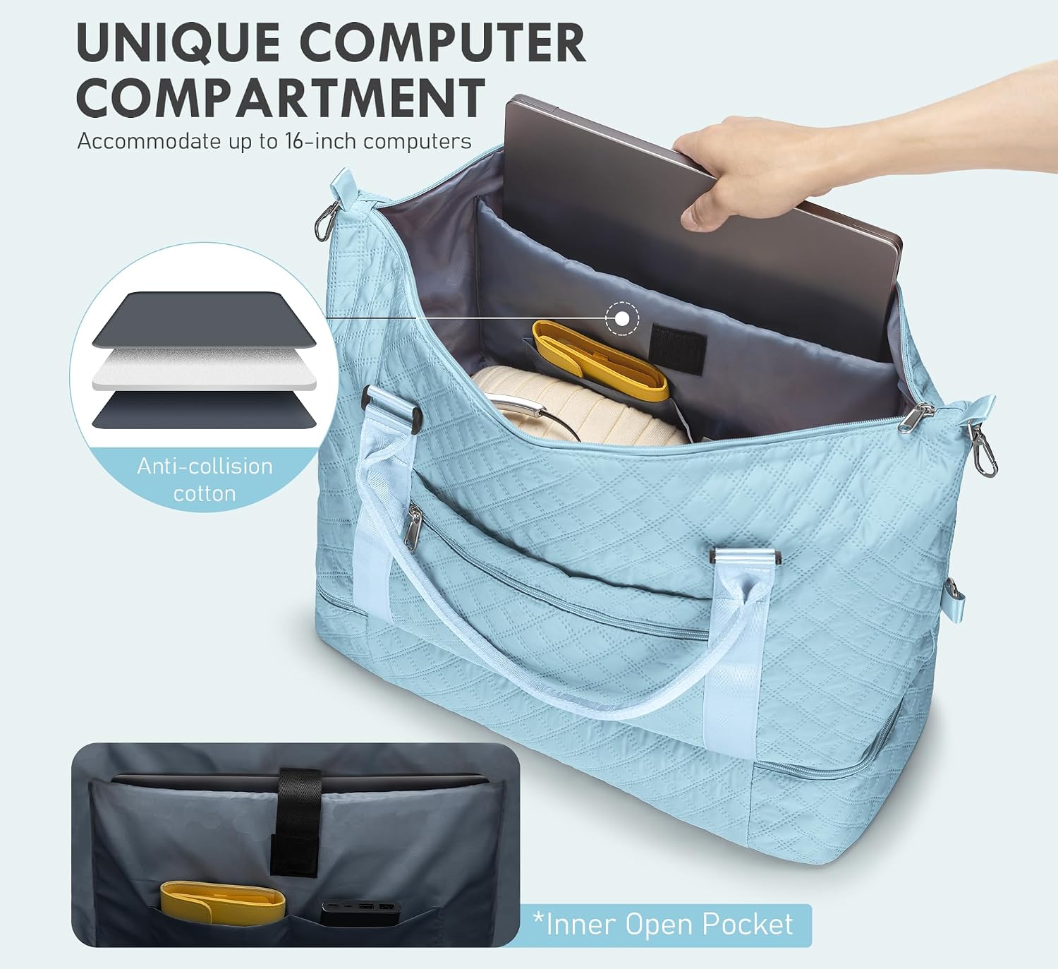 WOOMADA Initial Duffle Bag with Shoe Compartment,Personalized Weekender Bag, Overnight Bag for Women Girls, Gym Bag with Toiletry Bag