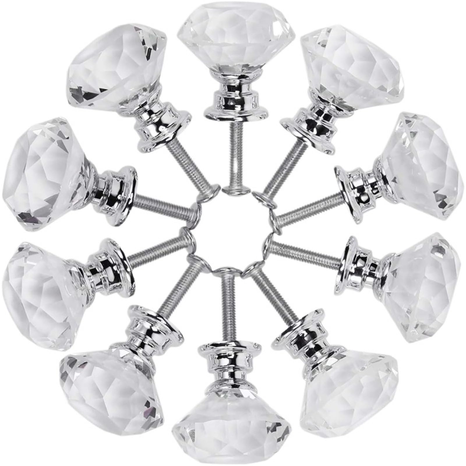 Générique 10 pièces 30mm cristal clair diamant forme acrylique armoire boutons placard tiroir tirer armoires de cuisine porte armoire poignées matériel