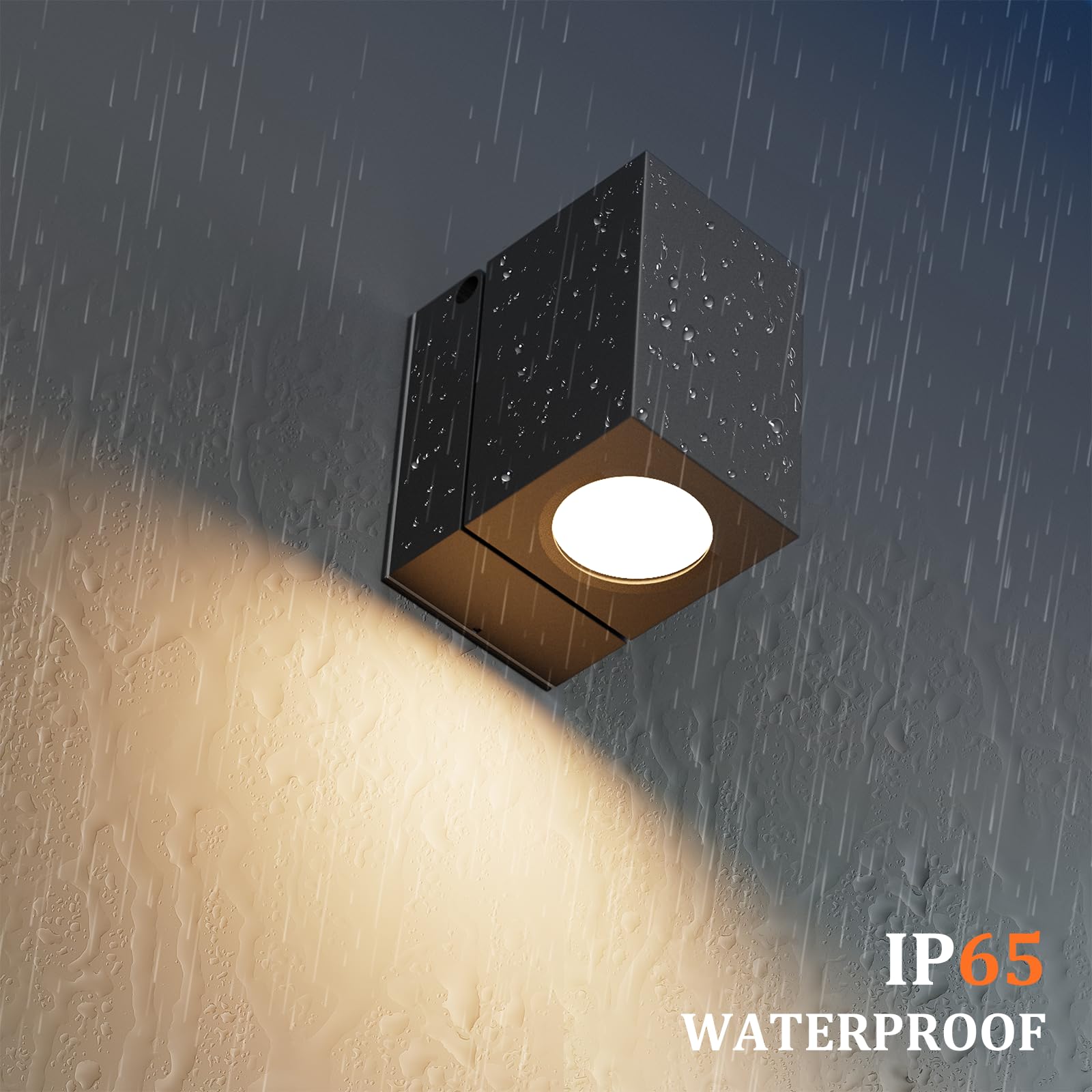 Aipsun 2 Stück Außenlampe Aussenleuchte Wand,IP65 Wasserdicht Außenwandleuchte Außenleuchte Aluminium Wandleuchten GU10/90 Grad drehbar Außen/Innen, GU10 Fassung ohne Leuchtmittel,Schwarz