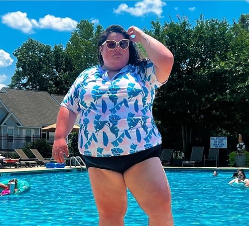 Miniatura 5 de COOTRY Camiseta de natación de manga corta para mujer con protección solar UPF 50+ y cremallera