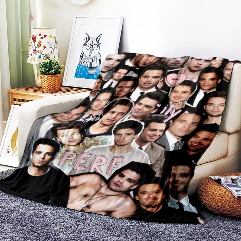 Vozmio Boys A Sebastian Stan Flannel Warm Soft Plush On The Sof Bed Blanket Suitable For Ir Conditioning Blanket Nap Blanket (,40 * 60 In(100 * 150 Cm))