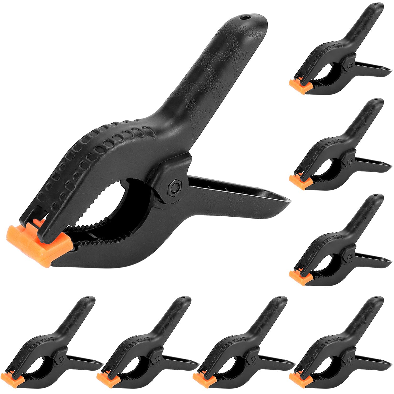 QWORK® Pack of 8 Small Clamping Clamps, 6 Inch 155 mm Nylon Spring Clamp for Woodworking, Tarpaulin, Photos Studio