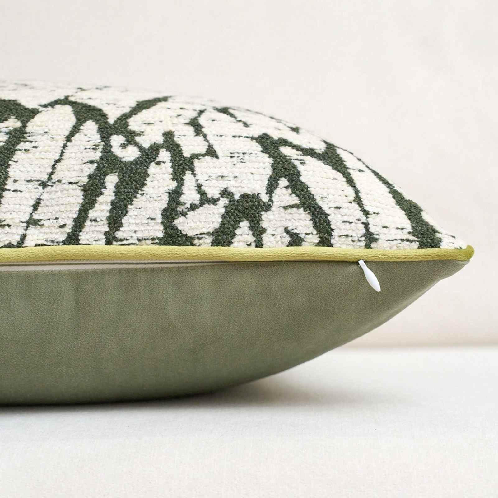 Annadue Fundas de Almohada Rústicas Estilo Bohemio, 4 Unidades, Fundas de Cojín Decorativas para sofá, Sala de Estar, de Almohada de Poliéster Suave, Color Verde y Blanco (50,8x50,8 cm/20x20 pulgadas)