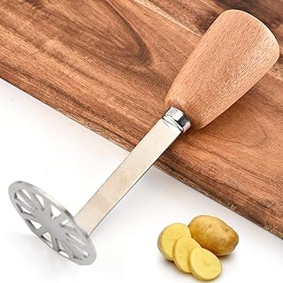 DSFSAEG - Schiacciapatate, utensili da cucina vintage in acciaio inox, con manico in legno