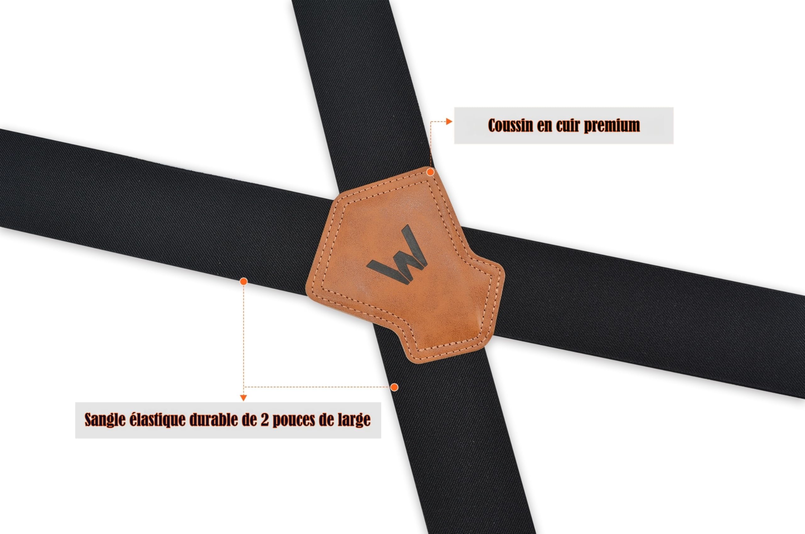 WELKINLAND Porte-jarretelles ultra-résistant de 2 pouces de large à élastique complet pour jeans, noir, Large