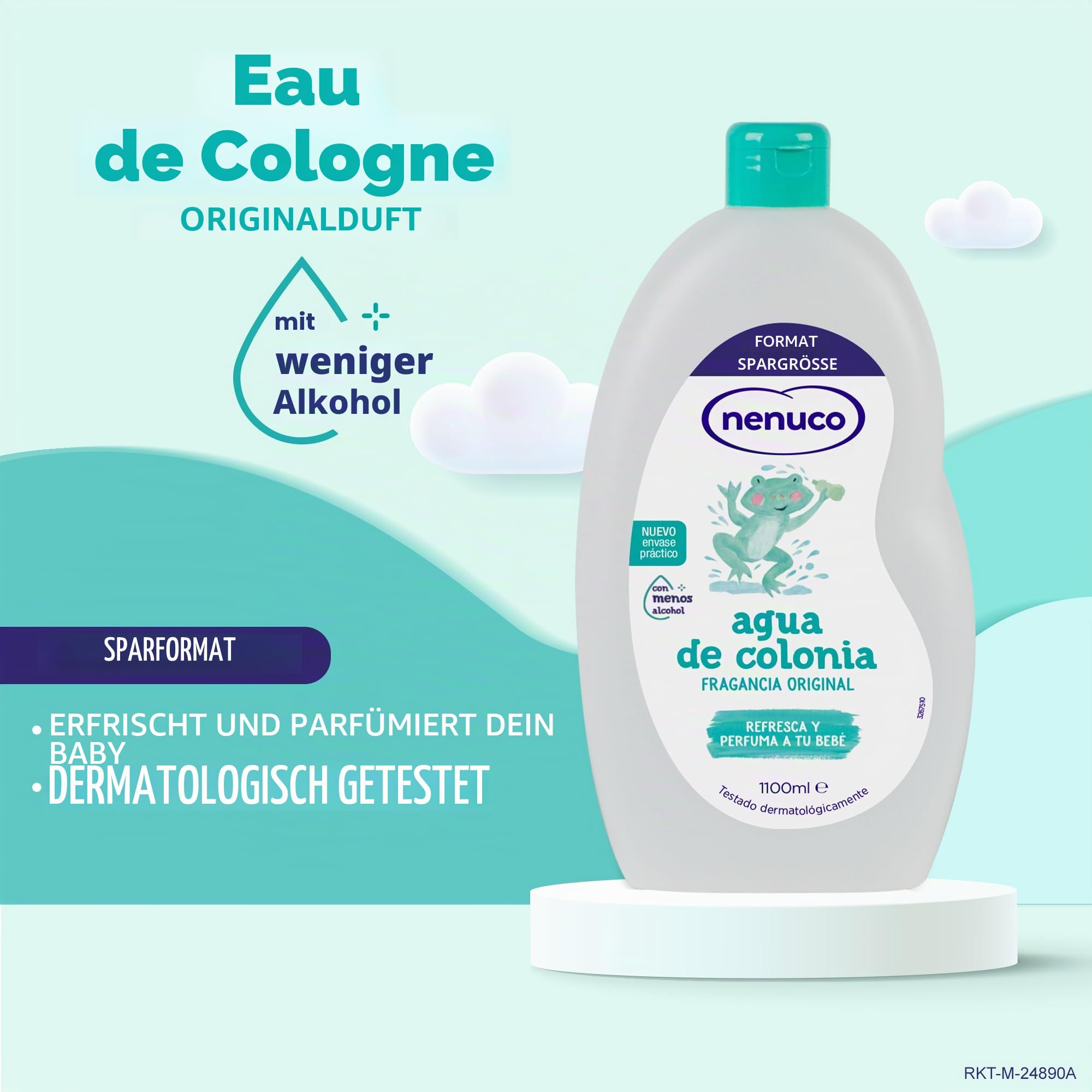 Nenuco Eau de Cologne, Original-Duft, mit weniger Alkohol, 1100 ml