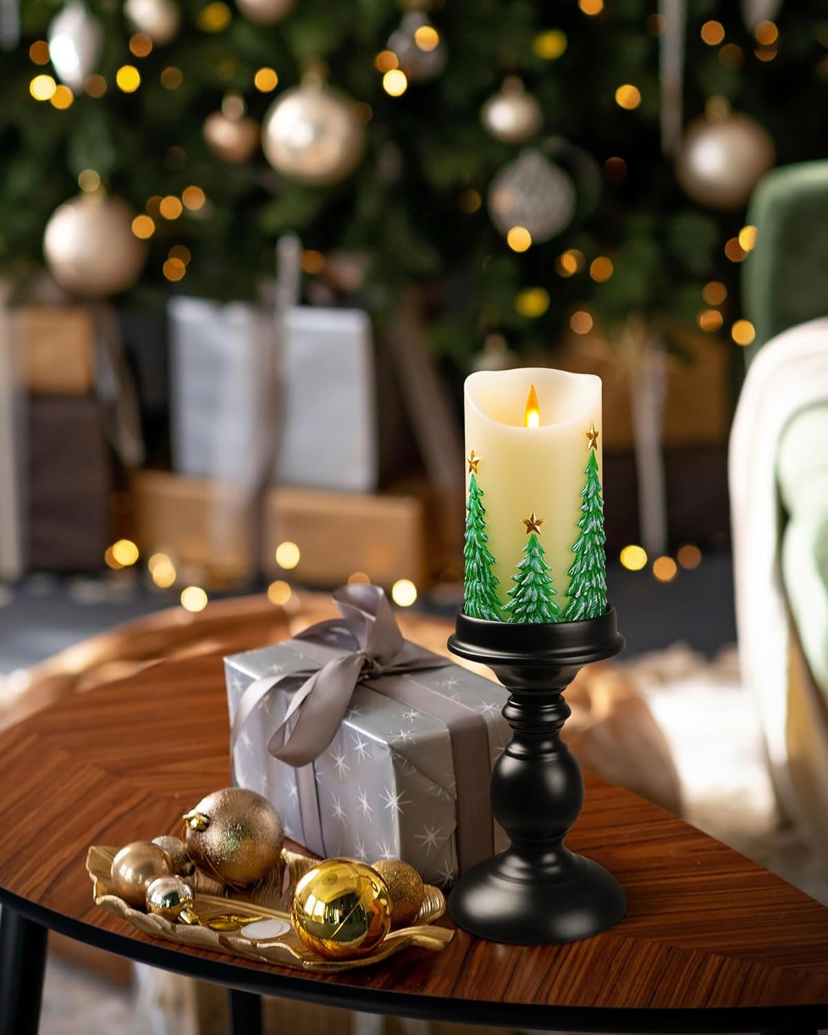 Christmas Tree Flameless Candles with Flickering Flame - Battery Operated Candles with Remote Control and Timer - Real Wax - unscented - Home/Holiday Decoration (3" x 6 ") - Image 4