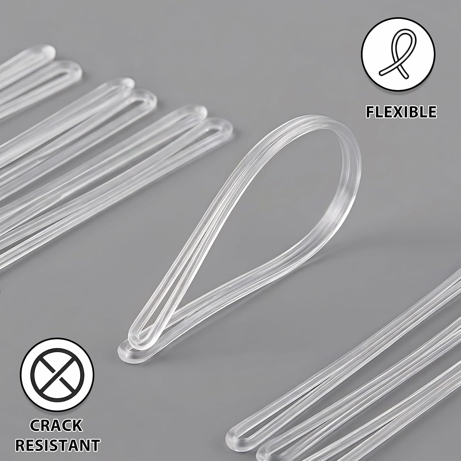 100 Pack Clear Plastic Luggage Tag Loops, 6 Inch Worm Loops for ID Cards, Name Tags, Baggage Identification -Travel Accessories (100)
