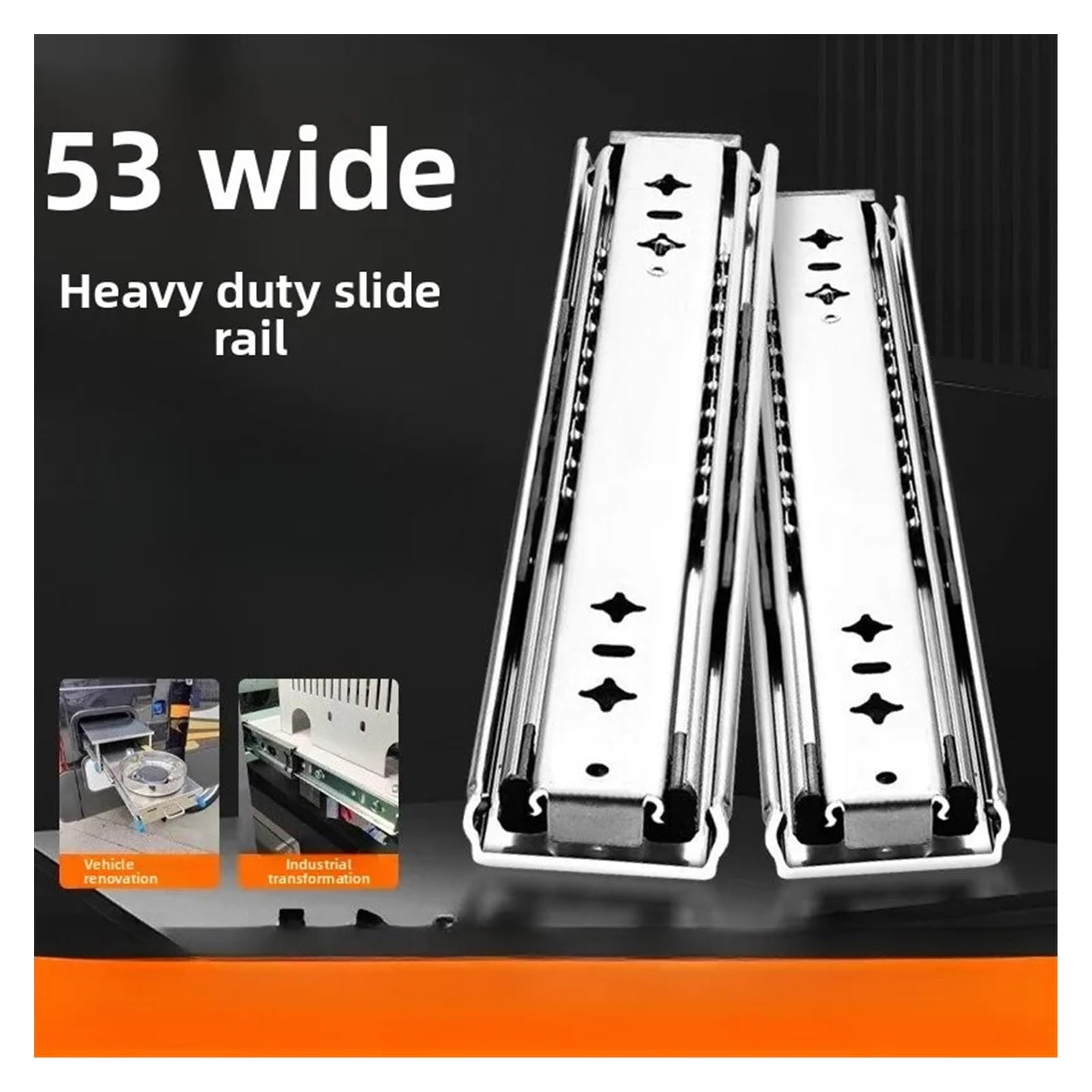 2 rails coulissants robustes de 53 pouces large for tiroir camping-car à trois sections(10 inch 250mm 2PCS)