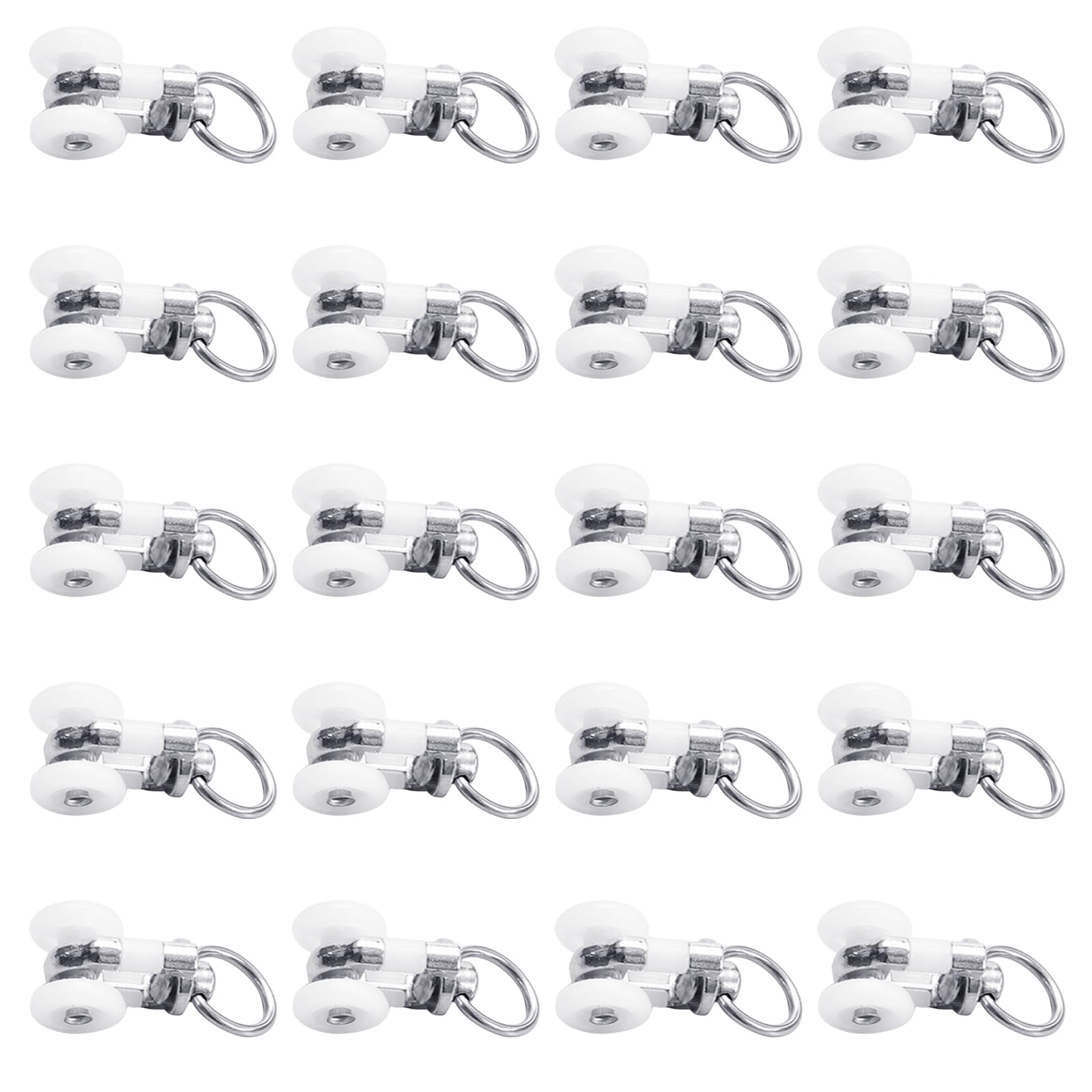 Kalttoy 20PCS Curtain Rollers Shower Curtain Gliders Aluminum/Smooth and Quiet Movement for Home or Tracks