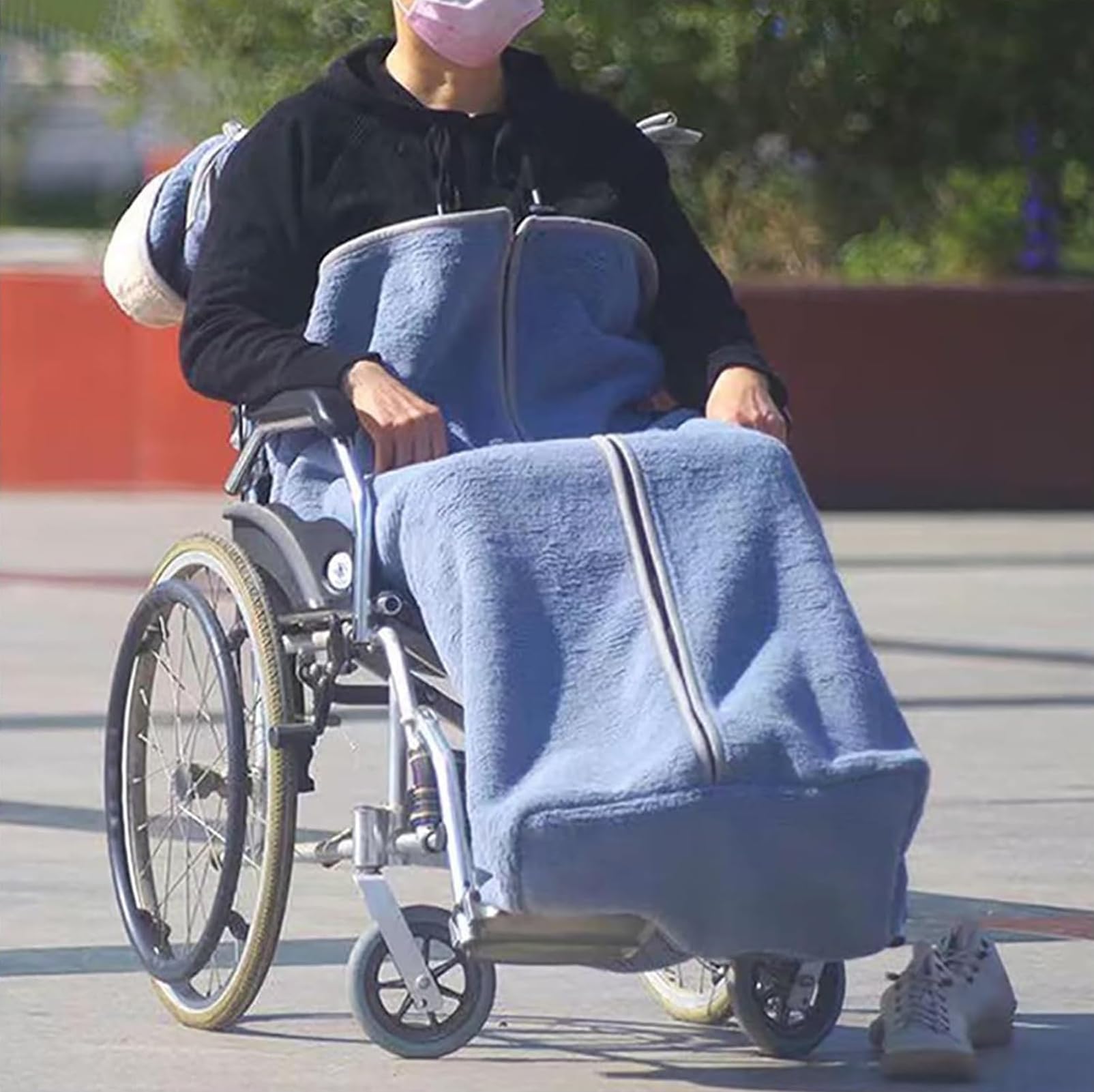 Manta Gruesa De Invierno para Silla De Ruedas, Cubierta Cálida para Todo El Cuerpo, Capa con Capucha a Prueba De Viento para Silla De Ruedas para Personas con Movilidad Limitada Al Aire Libre