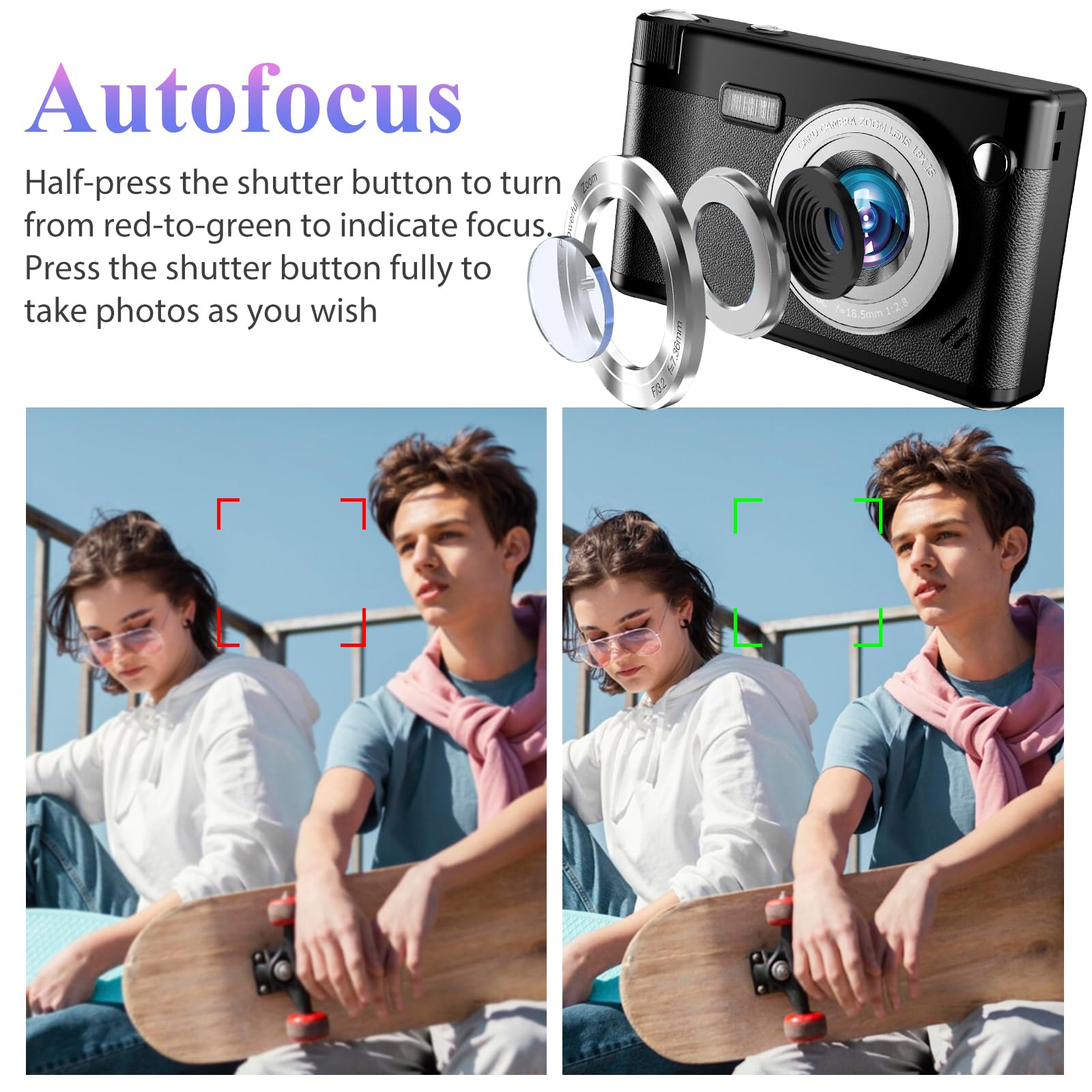 Fotocamera Digitale Compatta 48MP 1080P Con Autofocus, 18X Zoom E Scheda 32GB – Batteria 1300mAh, Ideale Per Bambini E Studenti – Colore Rosa - 4