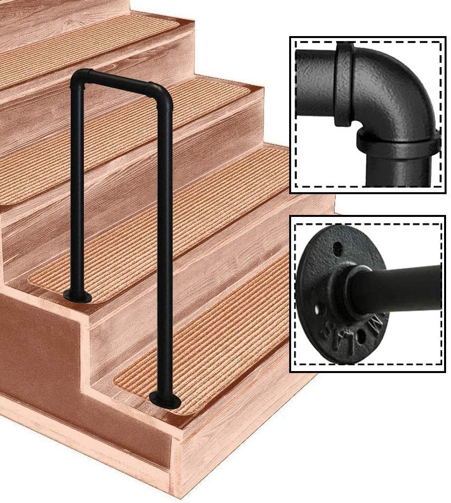 Main courante en fer forgé style U 95cm, barre d'appui de sécurité pour marche extérieure