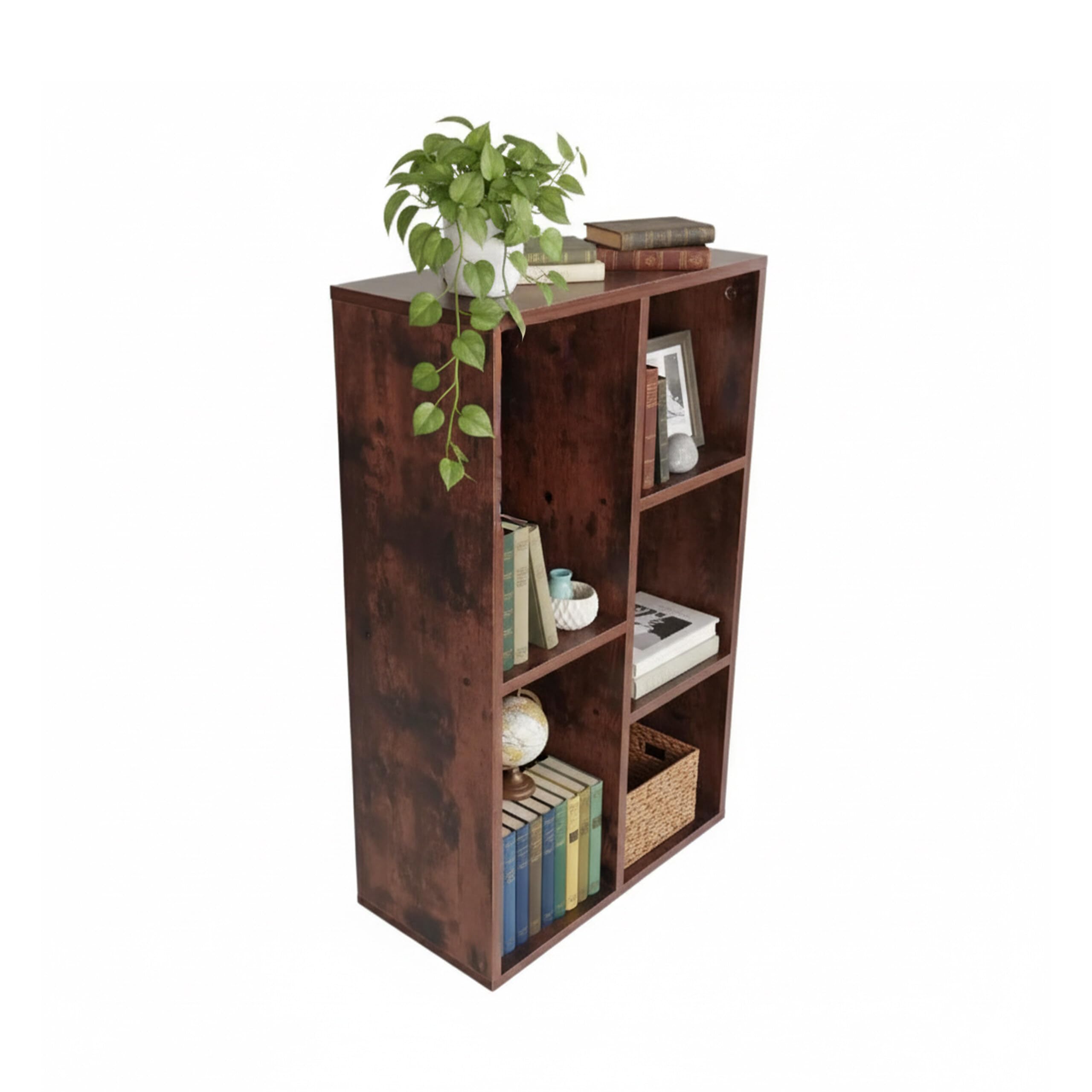 Relaxdays Bücherregal, 5 Fächer, HBT 80 x 50 x 24 cm, braun