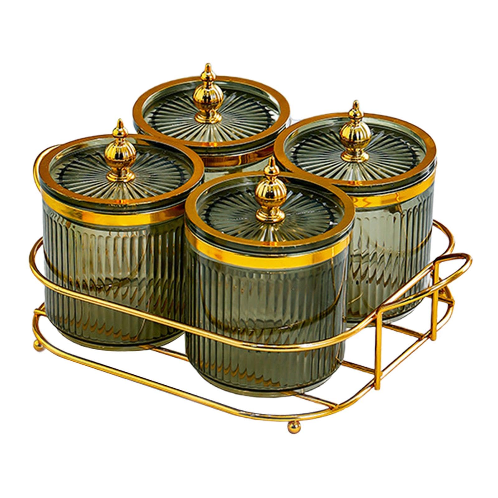 LOVIVER Plateau de Fruits secs avec Couvercle, Bol à Noix divisé, décor de Mariage, Plat de collation, Plat de Bonbons, Plat de collations pour Salon, fête, Vert 4 grilles