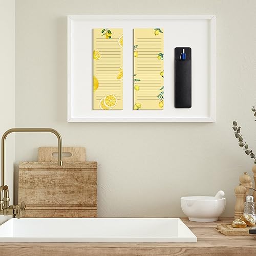 Miniatura 7 de Sinmoe Paquete de 6 blocs de notas magnéticos para refrigerador con soporte para bolígrafo, lista de compras de comestibles para hacer notas, 180