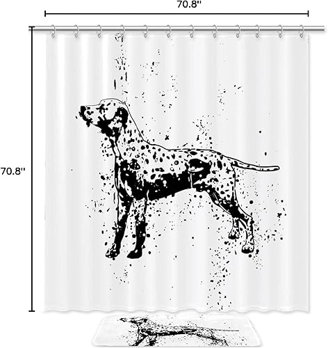 Miniatura 8 de KXO Bonito juego de cortina de ducha impermeable y tapete de baño de poliéster con ganchos, 70.8 x 70.8 pulgadas