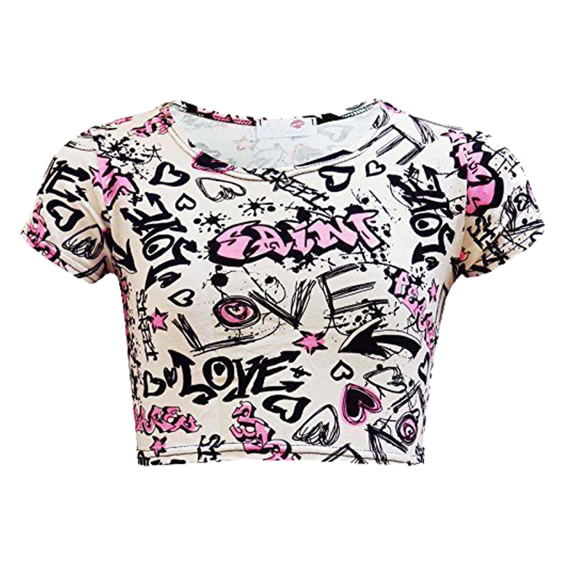 A2Z 4 Kids® Bambini Ragazze Love Graffiti Stampare Legging Pieghe Abito Midi Abitio & Crop Top Gonna età 3 4 5 6 7 8 9 10 11 12 Anni