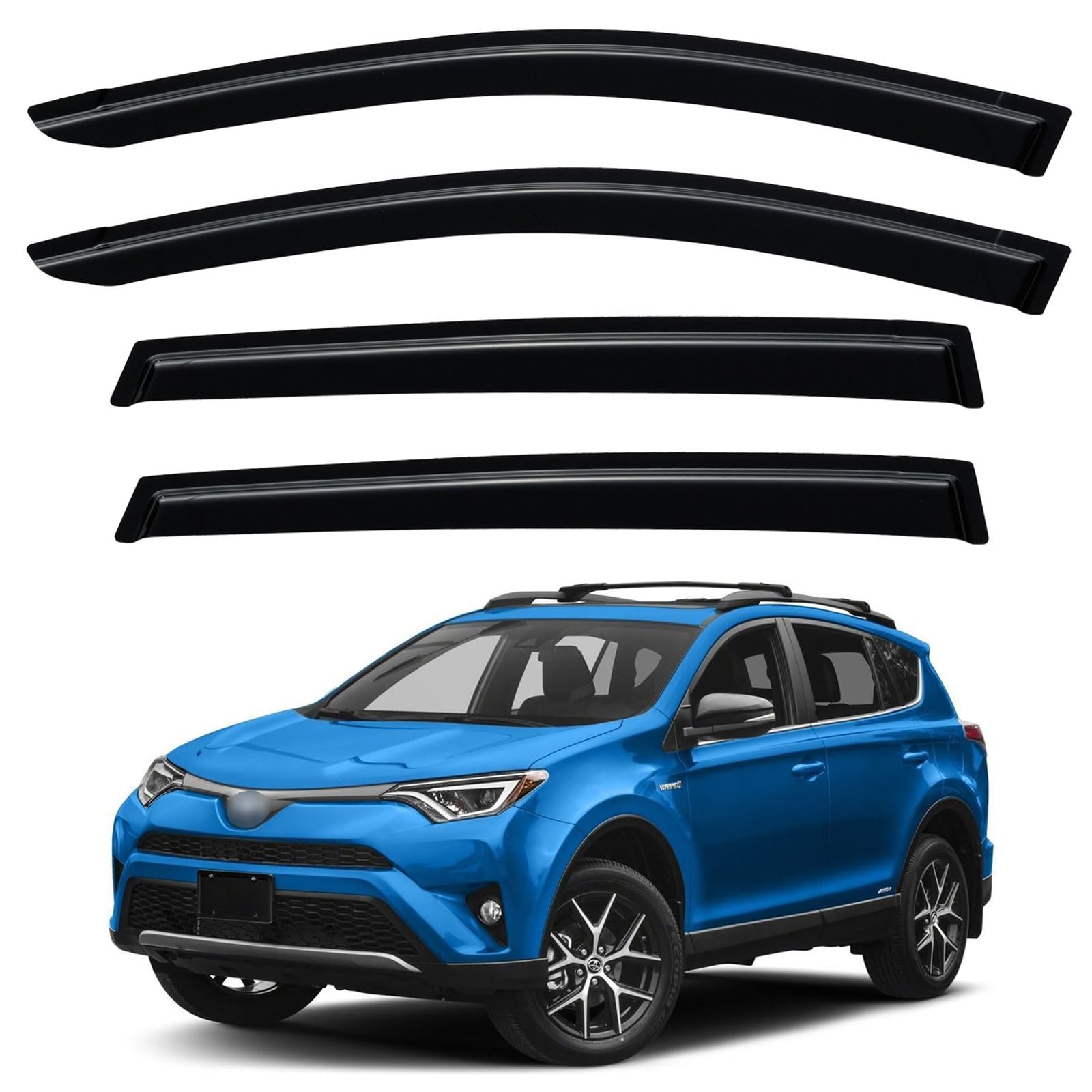 Window Visors Rain Guards for 2013-2018 Toyota Rav4 | Out-Channel Window Vent Wind Deflectors Visors Shades Protectors for 13 14 15 16 17 18 Toyota Rav4